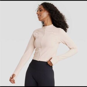 NEW JOYLAB Seamless Fitted Full Zip Jacket Cream